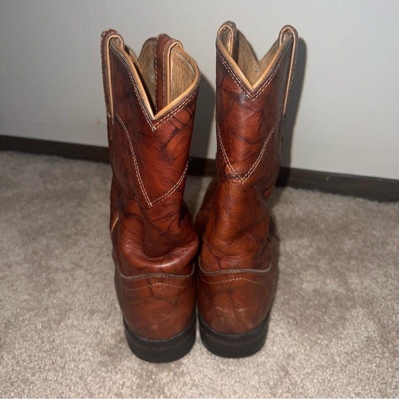 Justin Western Style Roper Boots Chestnut Brown Size 8.5B - Picture 8 of 15